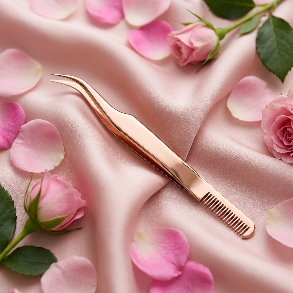 Rose Wisp Precision Ergonomic Lash Tweezer & Comb